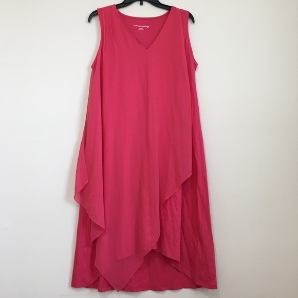 Soft Surroundings Amalfi Lipstick Pink Sleeveless V-neck Pullover Midi Dress - Picture 1 of 16